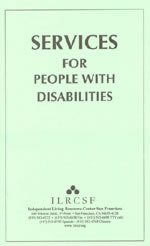 Image of the cover of an ILRCSF publication called SERVICES FOR PEOPLE WITH DISABILITIES